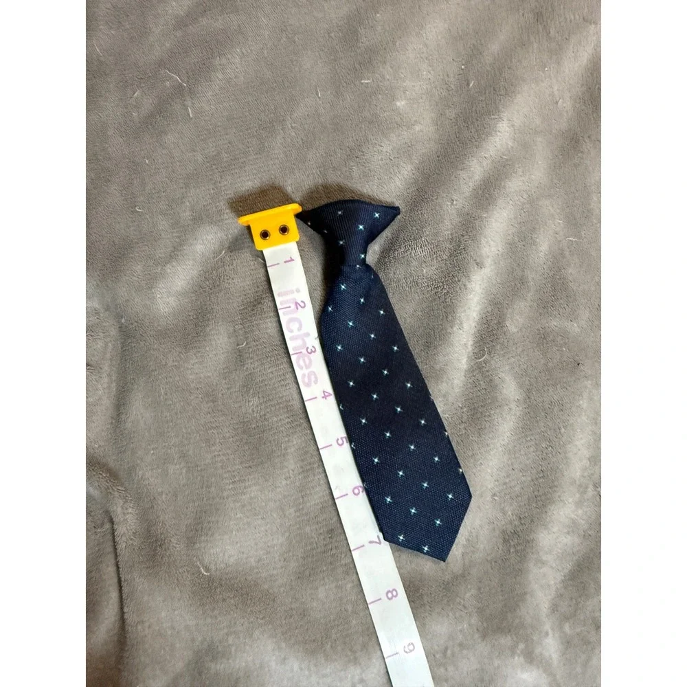 NWOT Boy Clip On Navy Blue Tie White Star 8